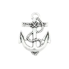 10 Pcs Tibetan Silver ANCHOR WITH ROPE 39.5mm x 28.5mm Charms Pendants, Lead & Nickel Free Metal Charms Pendants Beads