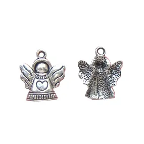 10 Pcs Tibetan Silver Angel With Halo and Heart Christmas 22X19mm Charms Pendants