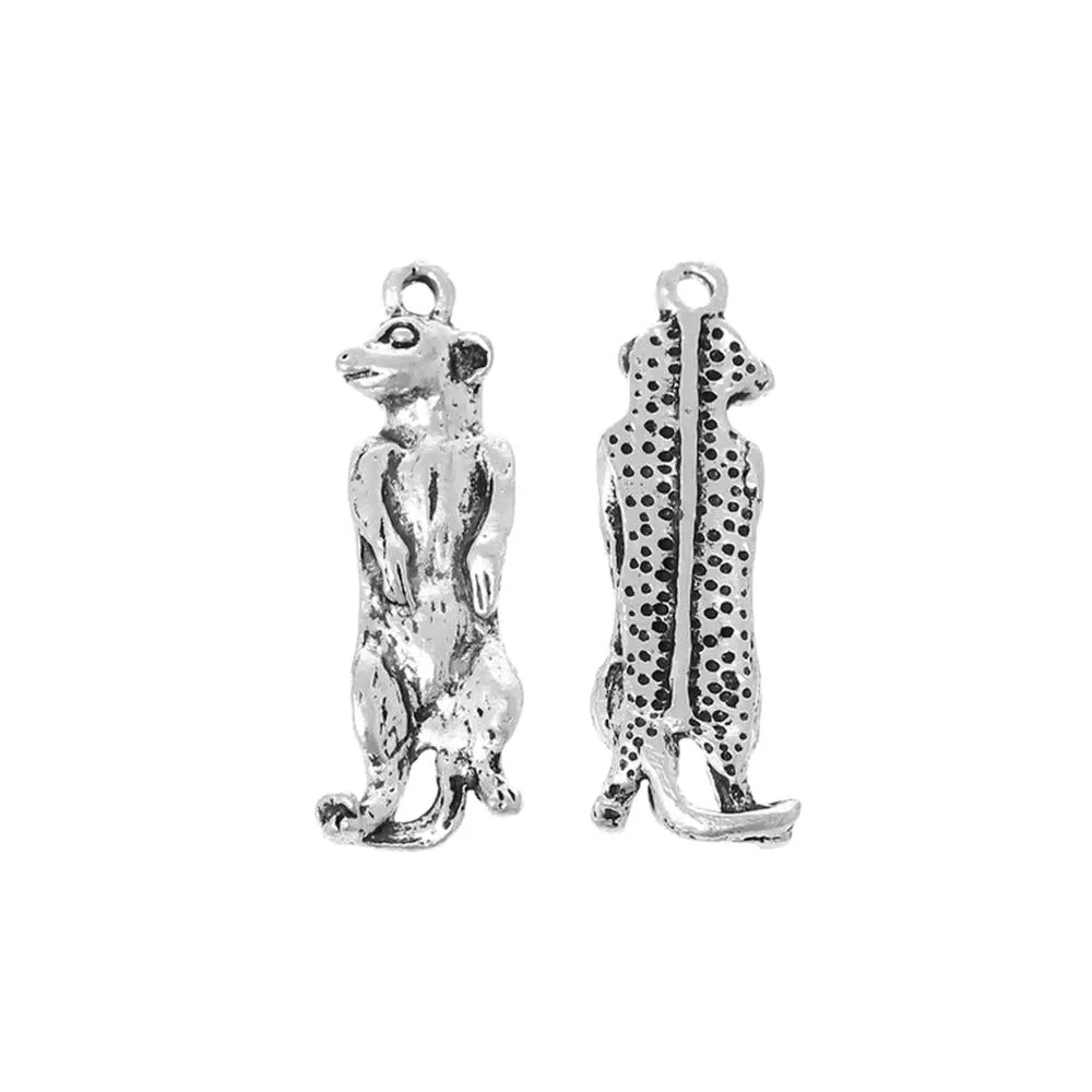 10 Pcs Tibetan Silver MEERKAT 37mm x 12mm Charms Pendants, Lead & Nickel Free Metal Charms Pendants Beads