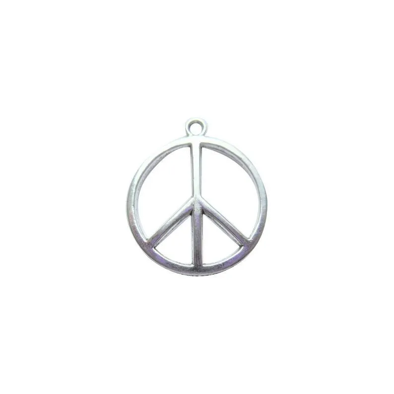 10 Pcs Tibetan Silver Peace Sign 27mm x 24mm Charms Pendants