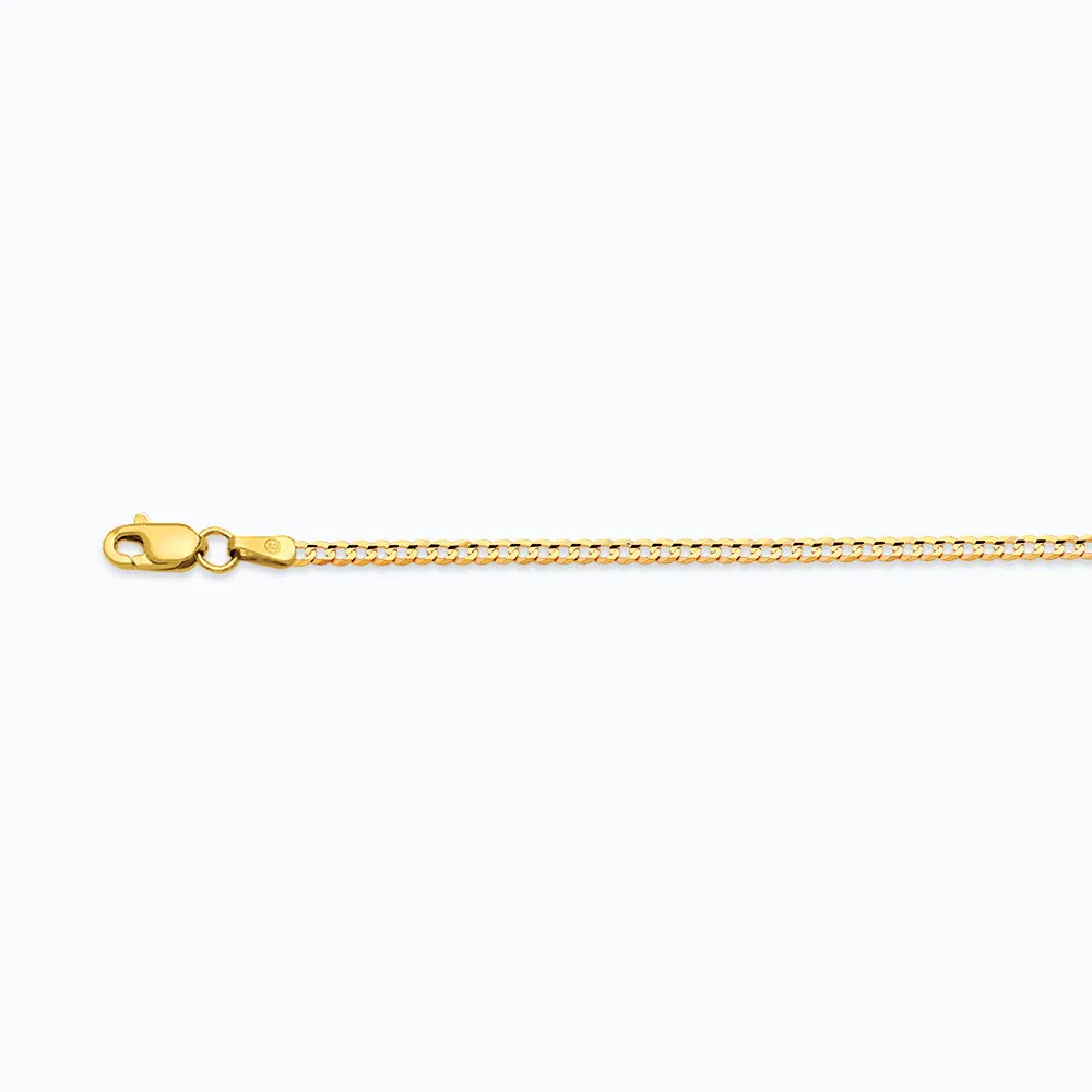 10K 2MM YELLOW GOLD SOLID CURB 26" CHAIN NECKLACE