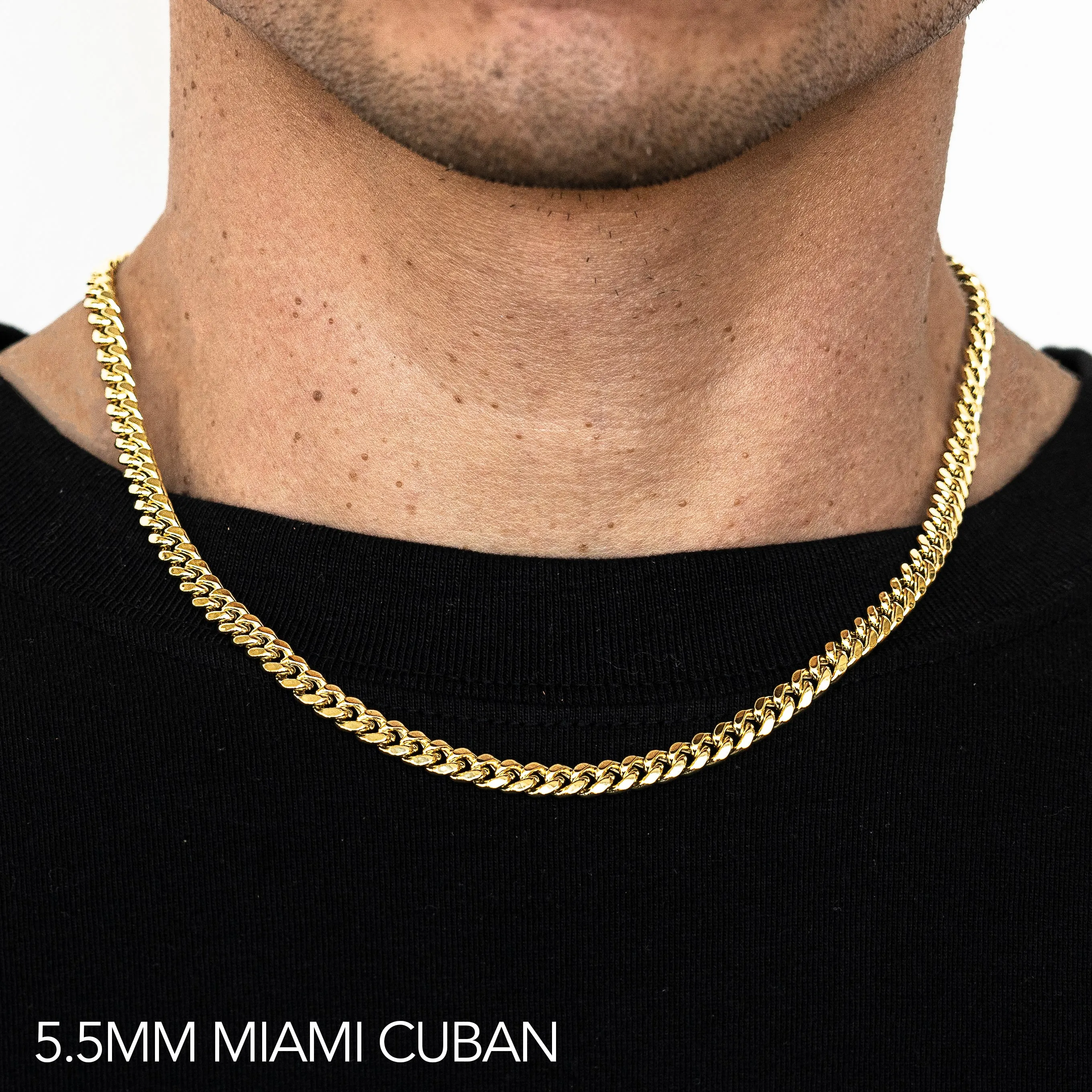 10K 5.5MM YELLOW GOLD HOLLOW MIAMI CUBAN 30" CHAIN NECKLACE