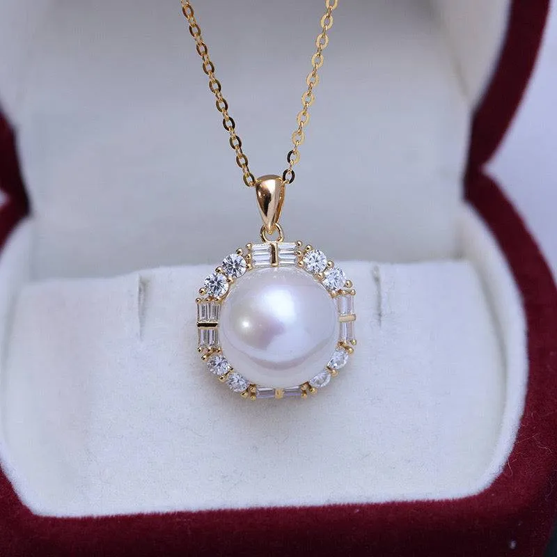 12-13mm Freshwater Pearls & Anna Zirconia Pendant Necklace