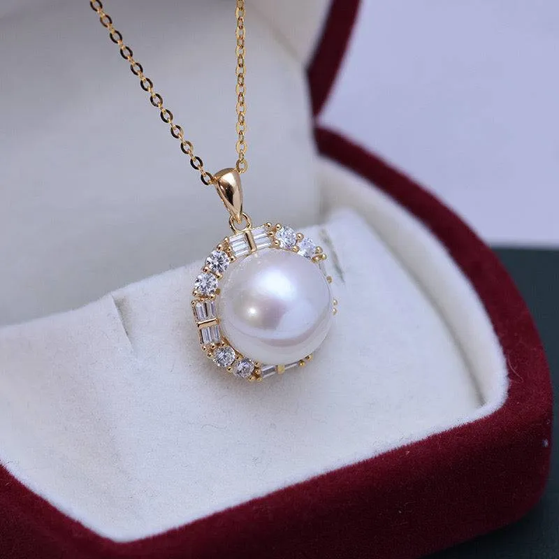 12-13mm Freshwater Pearls & Anna Zirconia Pendant Necklace