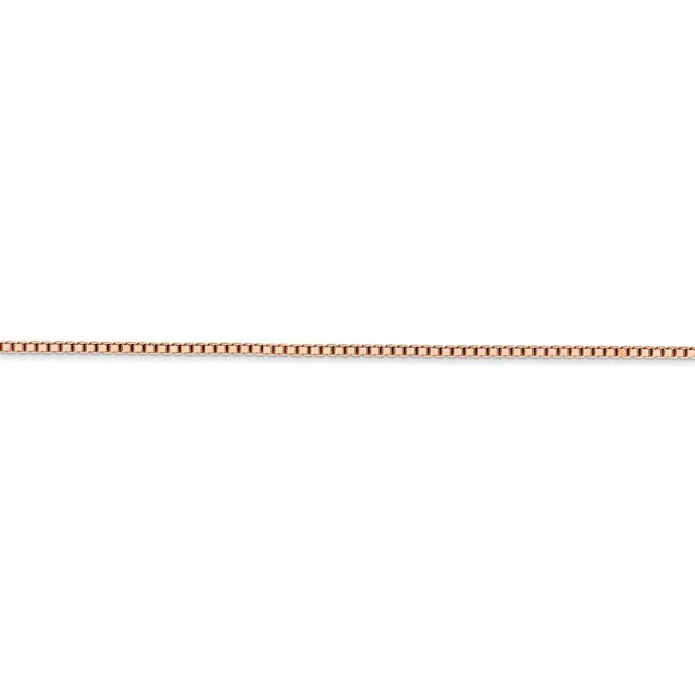 1.3mm 14k Rose Gold Solid Box Chain Bracelet