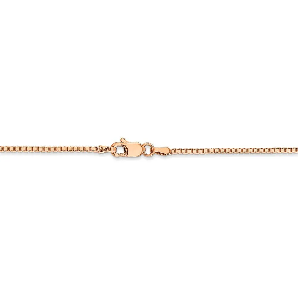 1.3mm 14k Rose Gold Solid Box Chain Bracelet