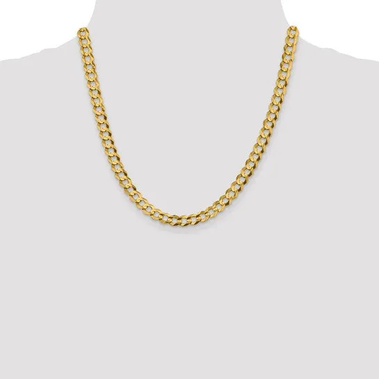 14k Gold 7.2mm Flat Cuban Chain Necklace