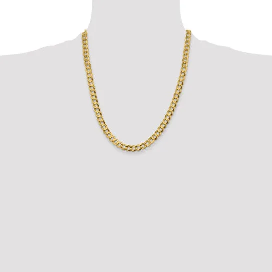 14k Gold 7.2mm Flat Cuban Chain Necklace