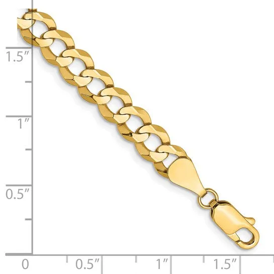 14k Gold 7.2mm Flat Cuban Chain Necklace