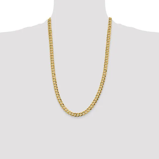 14k Gold 7.2mm Flat Cuban Chain Necklace