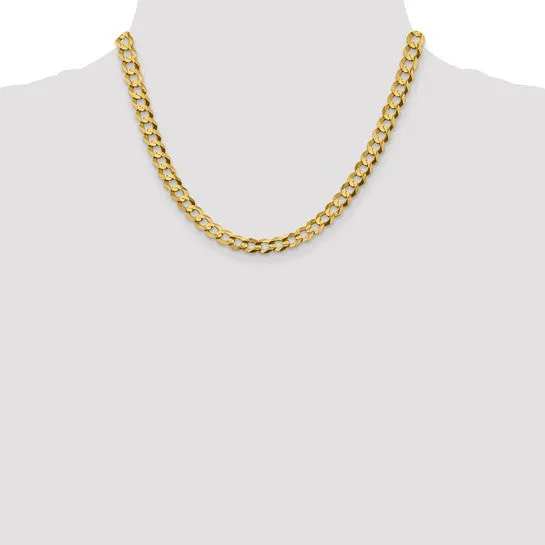 14k Gold 7.2mm Flat Cuban Chain Necklace