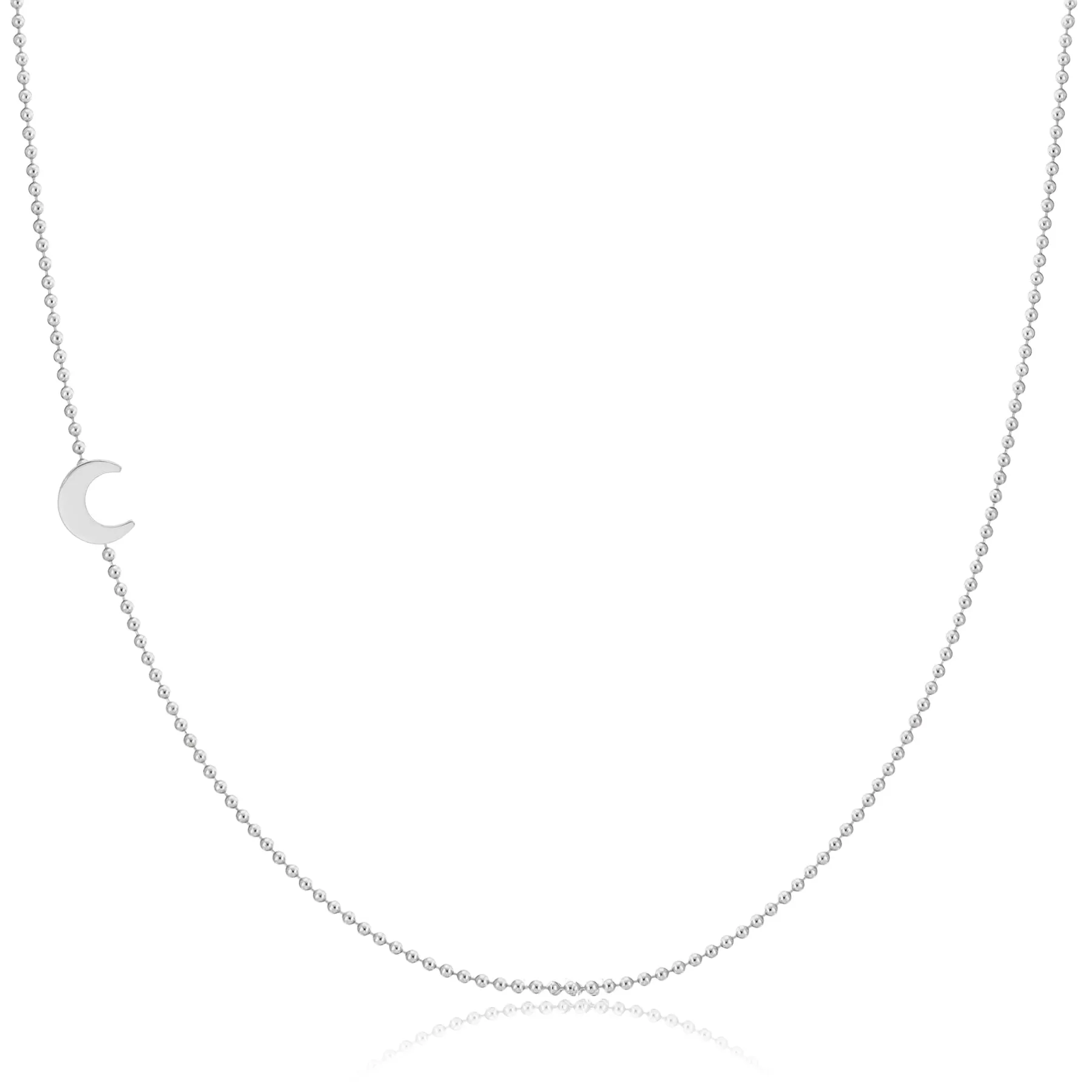 14K GOLD ASYMMETRICAL CHARM NECKLACE - Moon