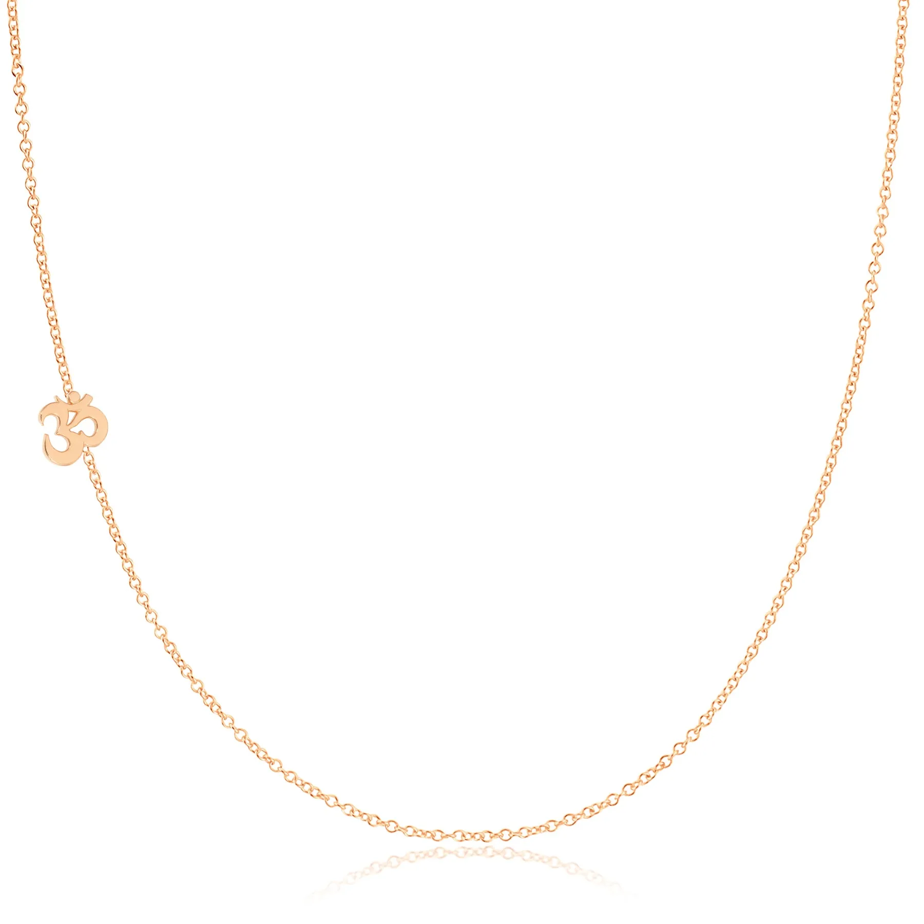 14K GOLD ASYMMETRICAL CHARM NECKLACE - Om