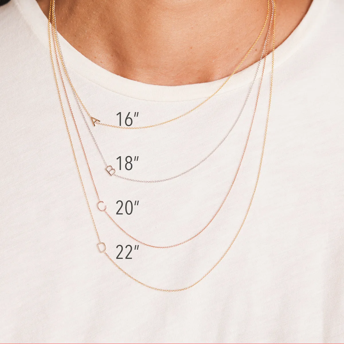 14K GOLD ASYMMETRICAL CHARM NECKLACE - Om