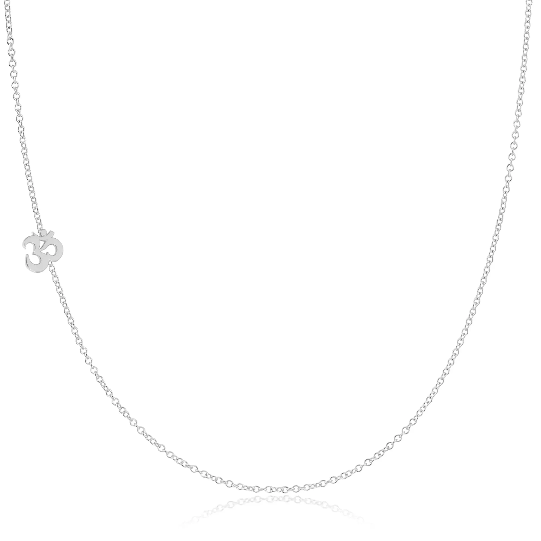 14K GOLD ASYMMETRICAL CHARM NECKLACE - Om