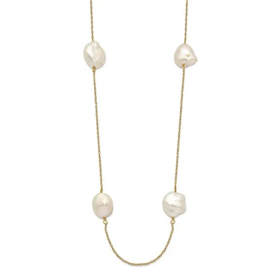 14K Gold Keshi Pearl 7-Station Necklace