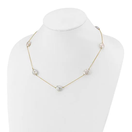 14K Gold Keshi Pearl 7-Station Necklace