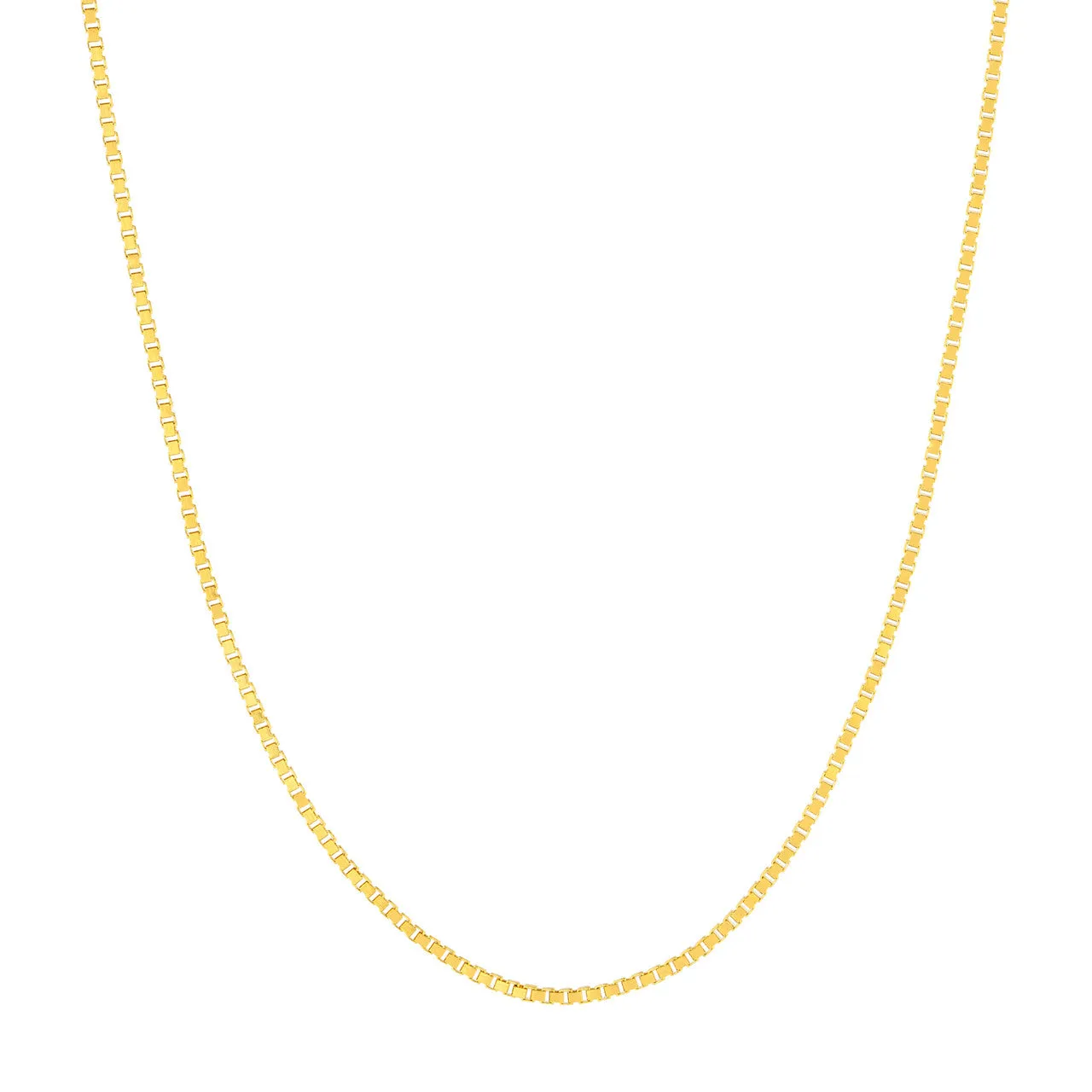 14K Yellow Gold and White Gold 0.55mm Thin and Dainty Box Chain Necklaces with Spring Ring