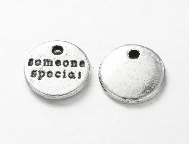 15 Pcs Tibetan Silver Someone Special Disc 10mm Charms Pendants