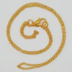 1.5mm brass Chain Necklace for Pendants Length 18" Bulk Chain with lobster clasp Craft Supplies Findings 18K gold 20PCS