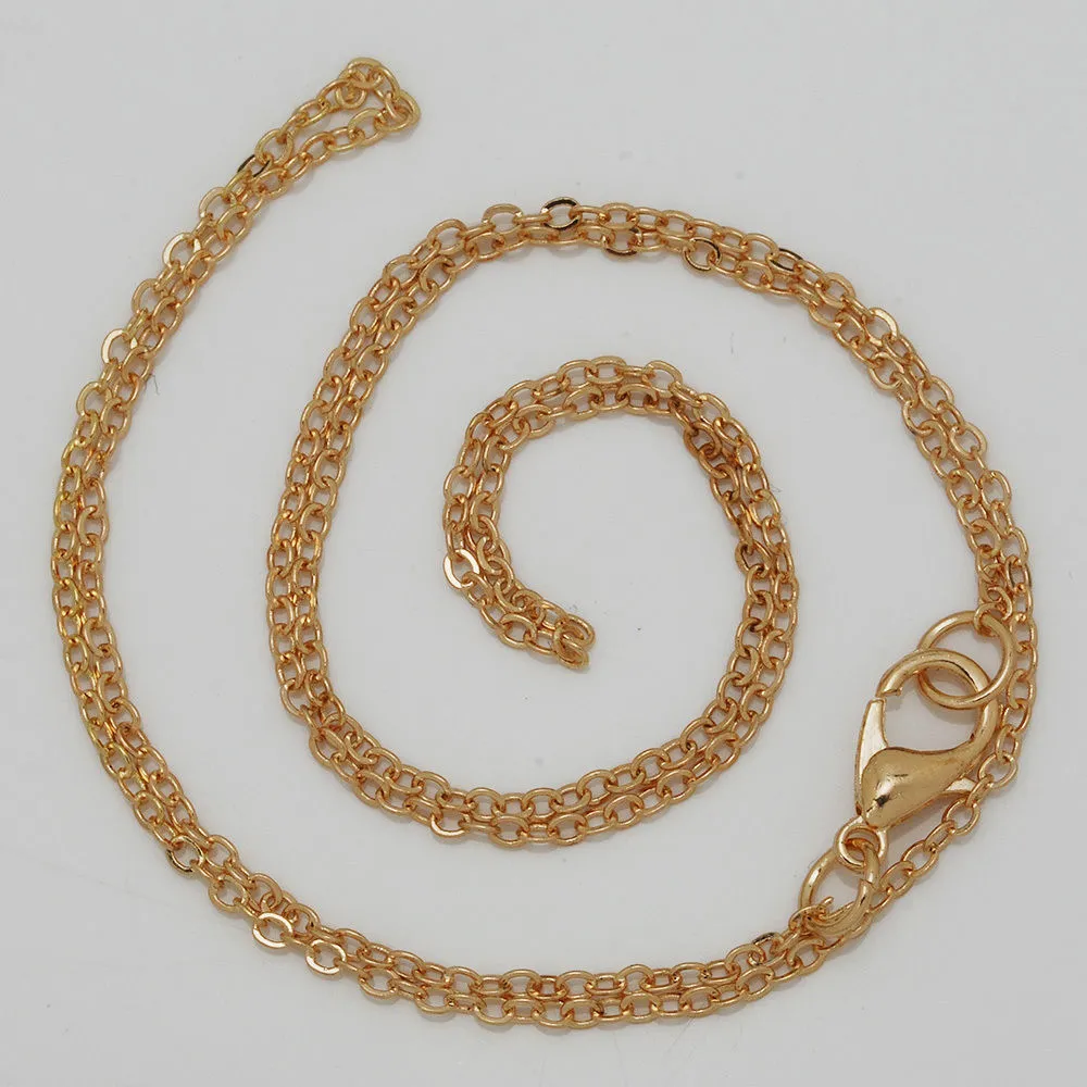 1.5mm brass Chain Necklace for Pendants Length 18" Bulk Chain with lobster clasp Craft Supplies Findings Rose Gold 20PCS