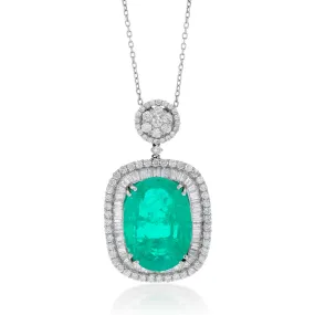 16.82 Carat Cultured Recrystalized Emerald   2.4 Cts of Diamonds in 18ct White Gold