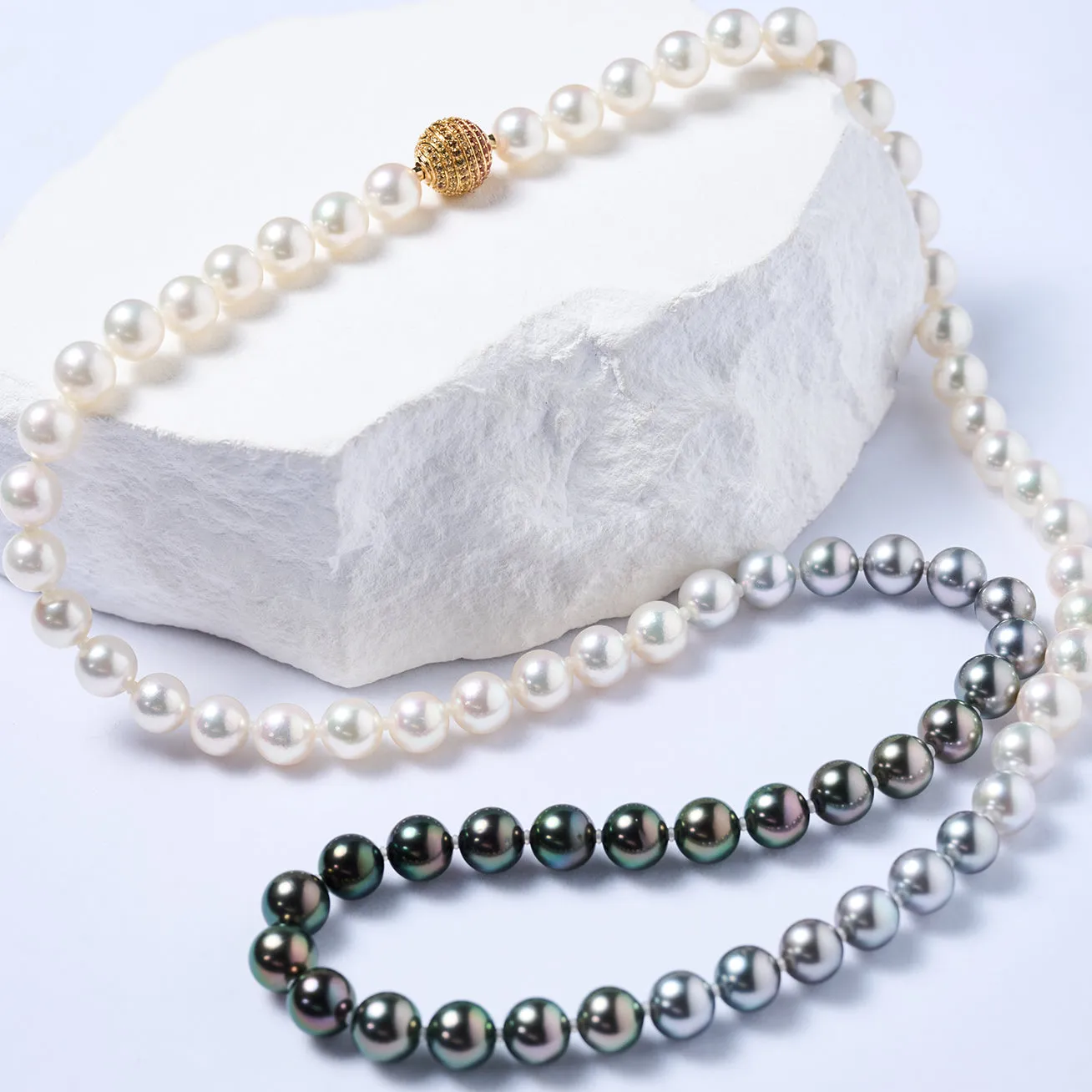 18K Solid Gold﻿ Diamond Saltwater Pearl Necklace KN00269 | HARMONY