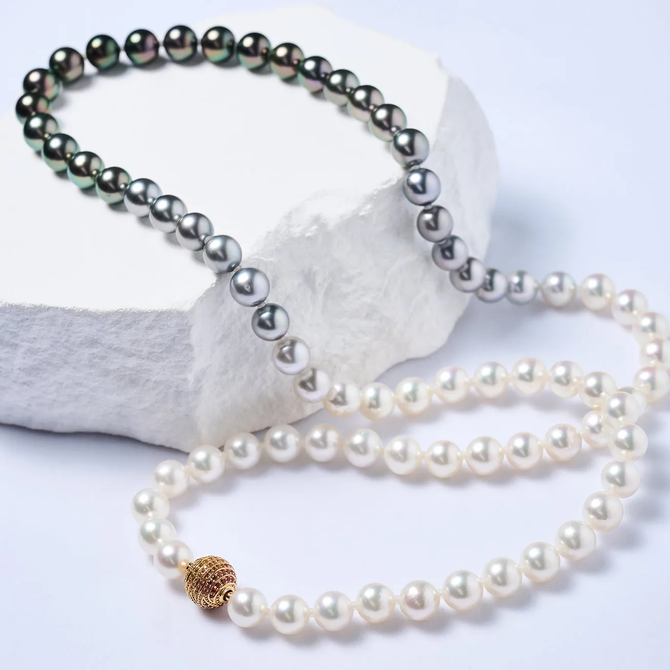 18K Solid Gold﻿ Diamond Saltwater Pearl Necklace KN00269 | HARMONY