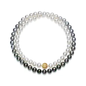 18K Solid Gold﻿ Diamond Saltwater Pearl Necklace KN00269 | HARMONY