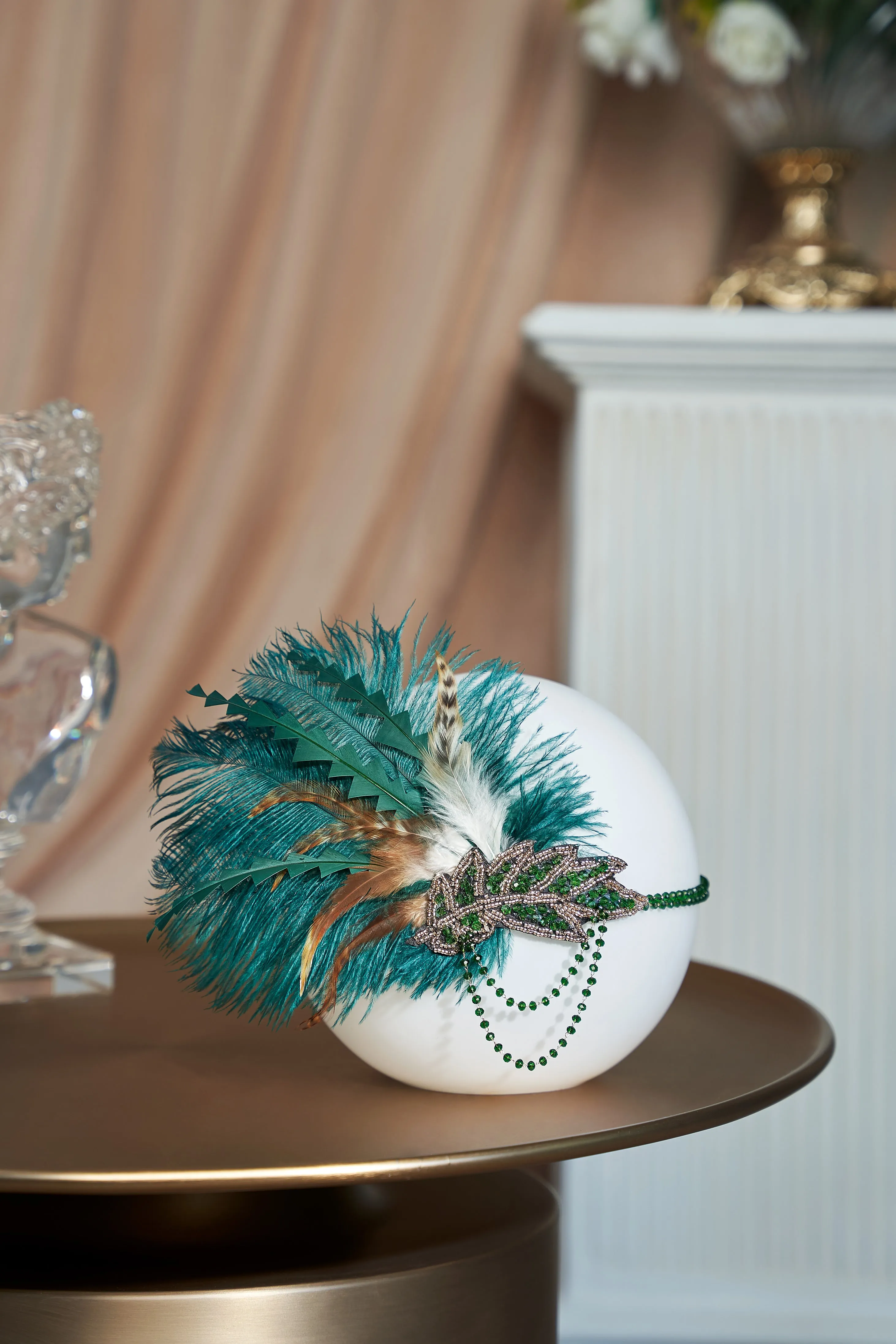 1920s Carnival Beaded Feather Headdress