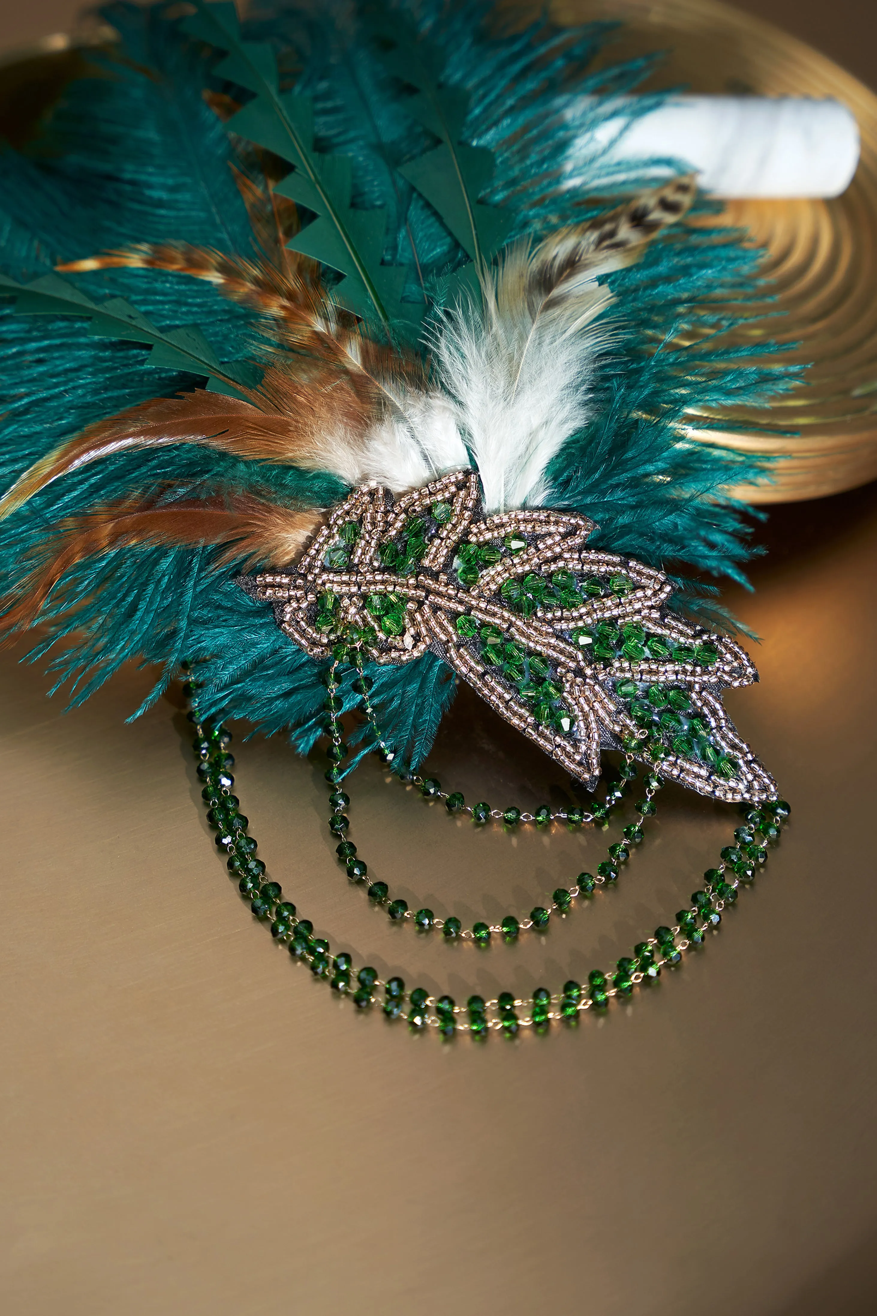 1920s Carnival Beaded Feather Headdress