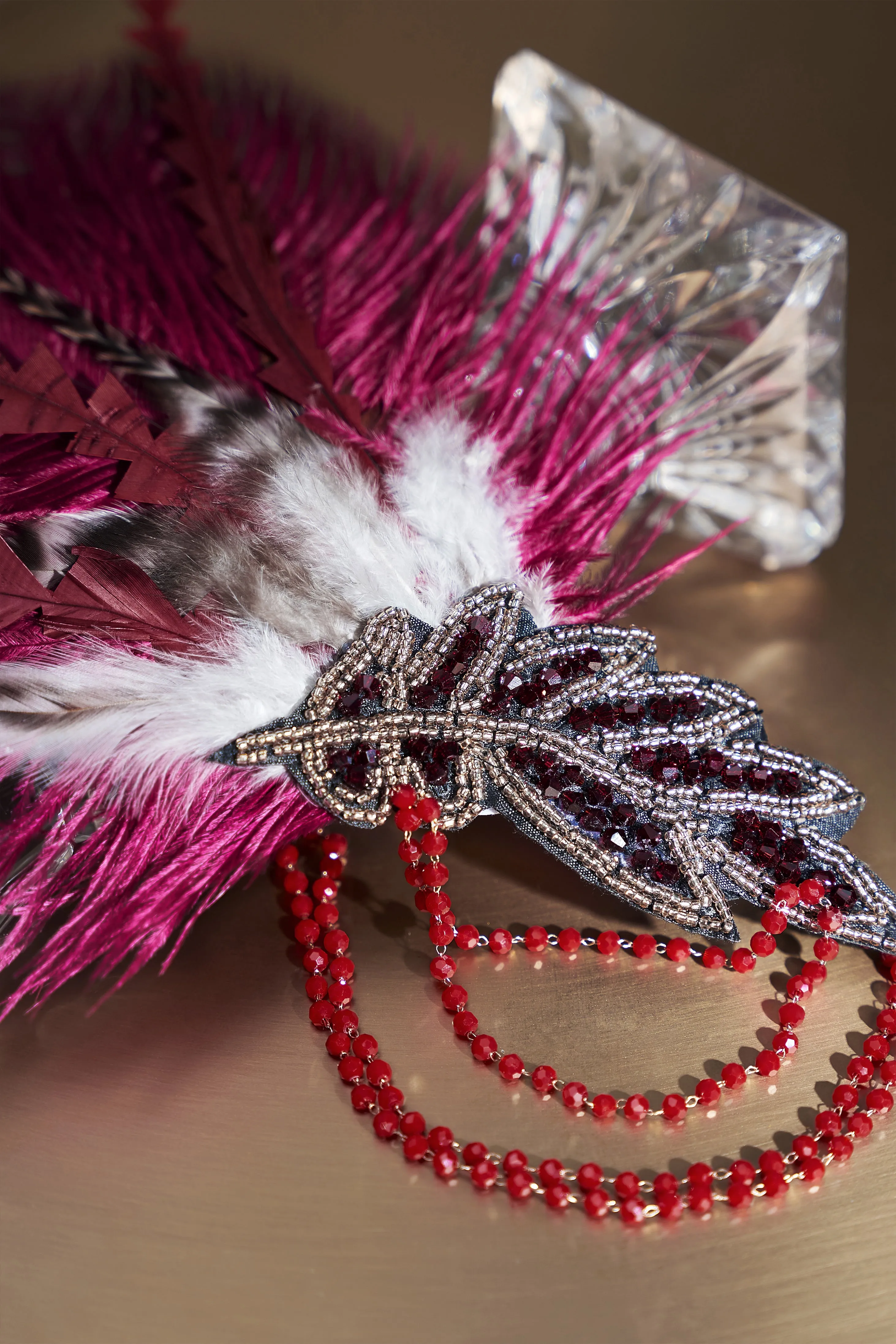 1920s Carnival Beaded Feather Headdress