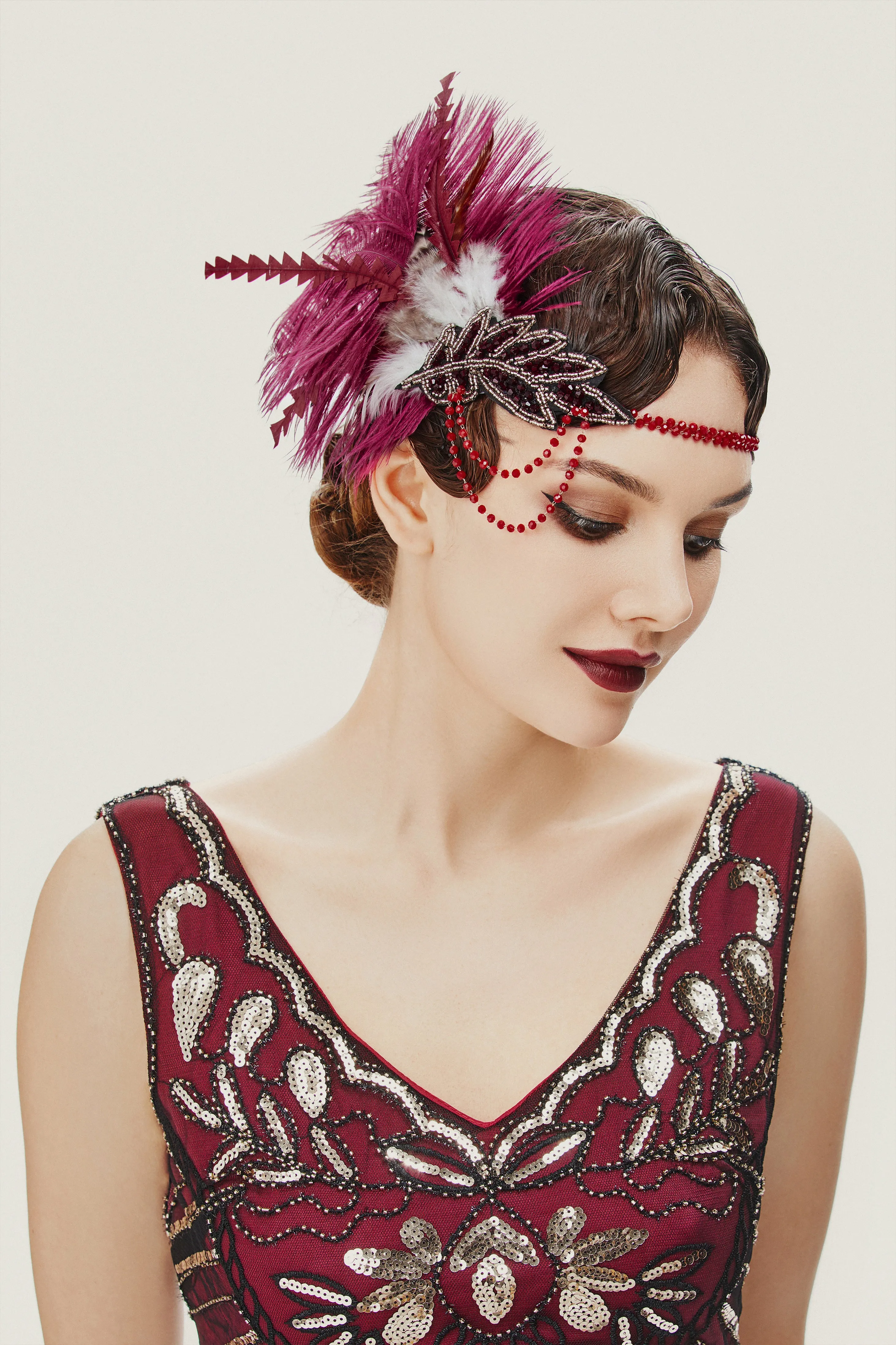 1920s Carnival Beaded Feather Headdress