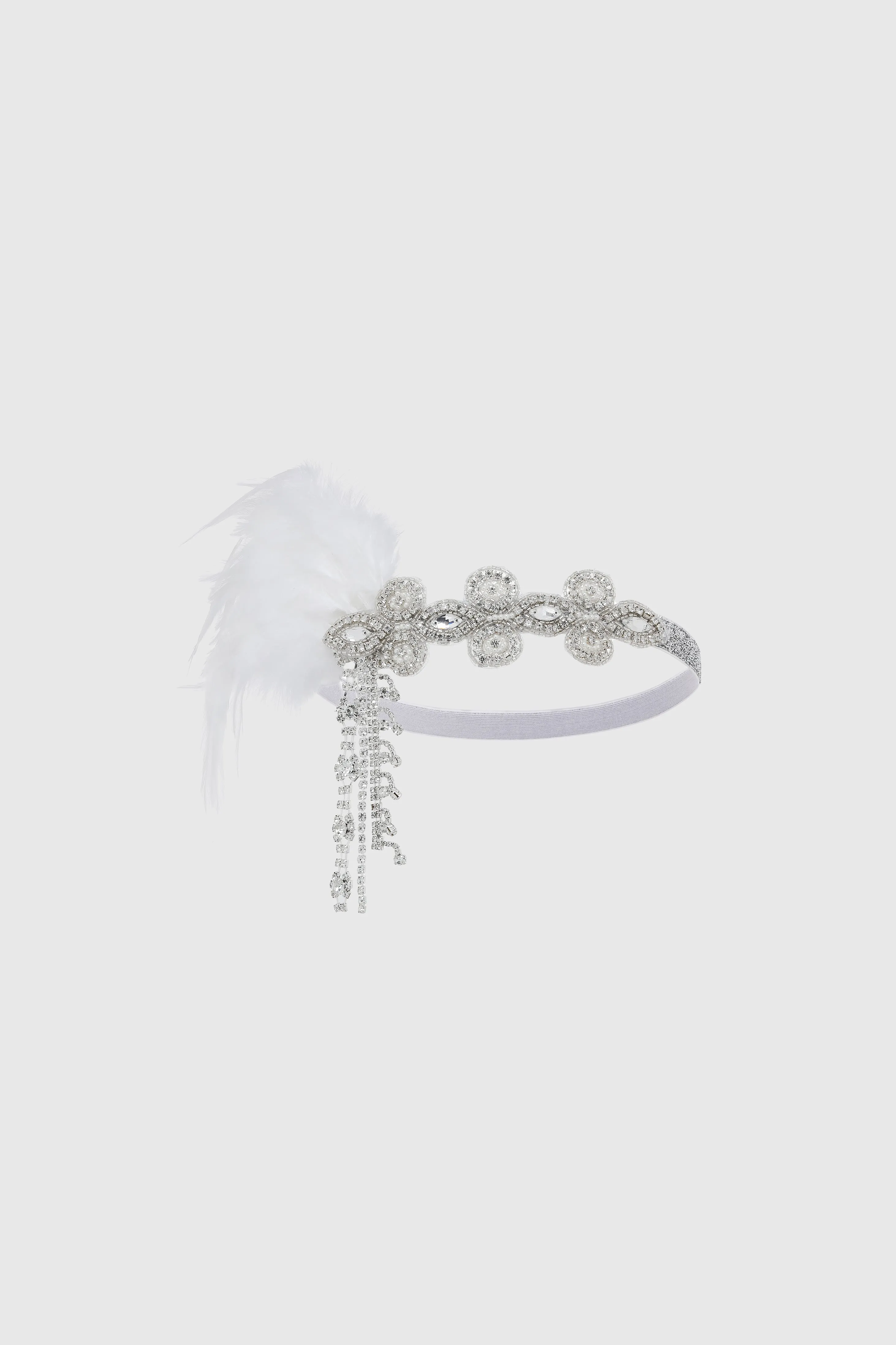 1920s Crystal Beaded Feather Headband