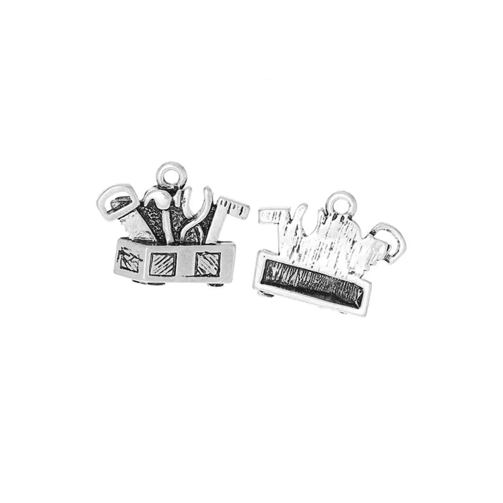 2 Pcs Tibetan Silver TOOL BOX 22mm x 18mm Charms Pendants, Lead & Nickel Free Metal Charms Pendants Beads