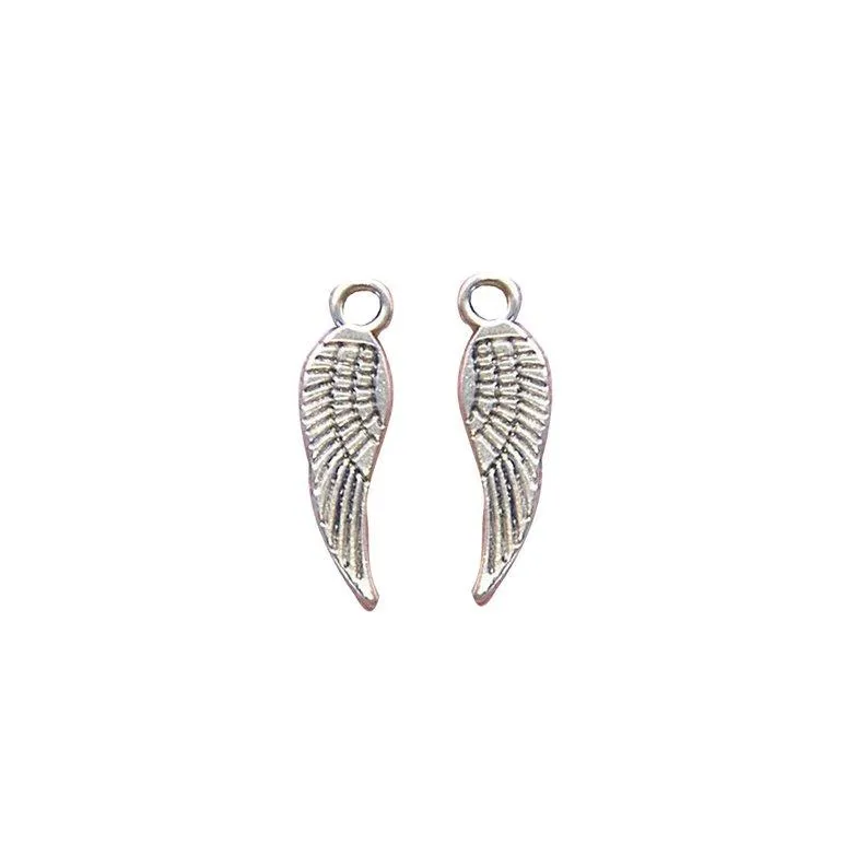 20 Pcs Tibetan Silver Angel Wing with 19mm x  5mm Hole 3D Charms Pendants