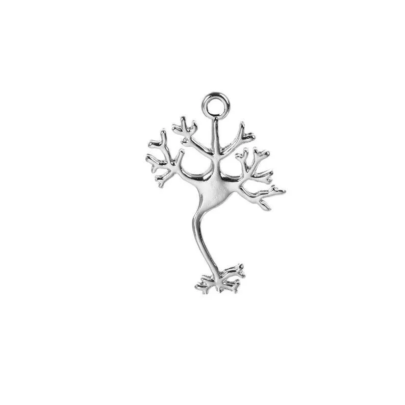 5 Pcs Tibetan Silver Neuron Cell Anatomical Science 33mm x 22mm Charms Pendants