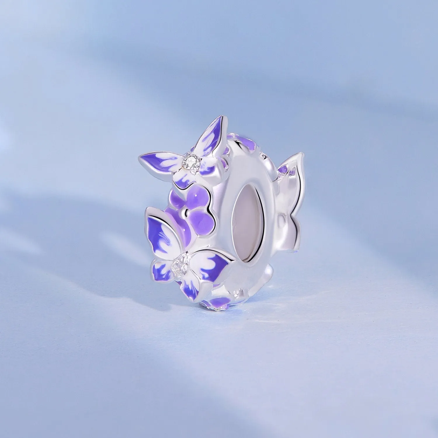 925 Silver Purple Butterfly Septal Bead Charm