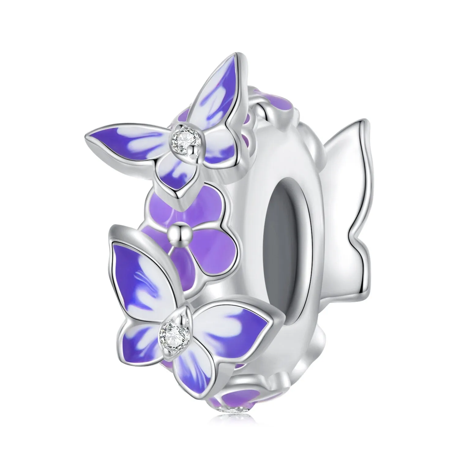 925 Silver Purple Butterfly Septal Bead Charm