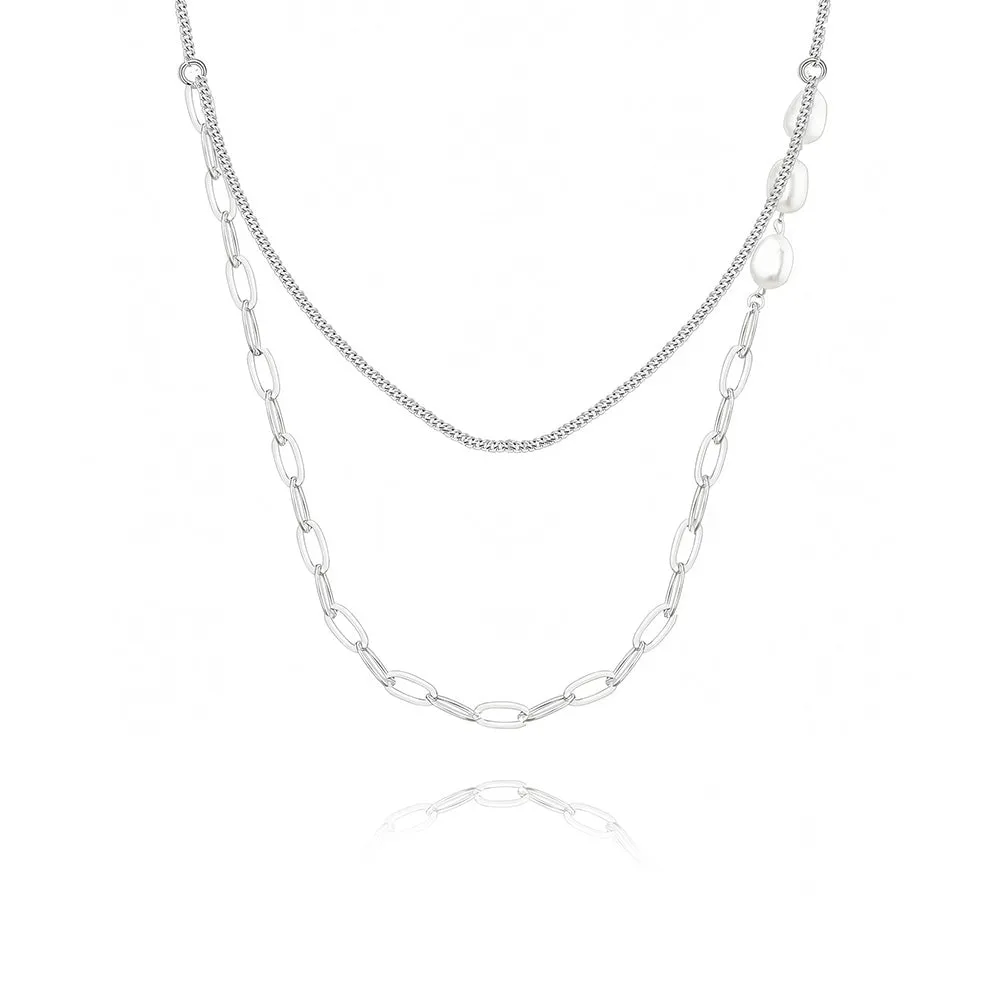 925 Silver Stacking Pearl Necklace