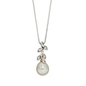 9ct White Gold Freshwater Pearl and Diamond Pendant GP2238W