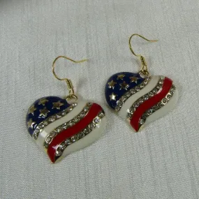 American Flag Heart Earrings Gold