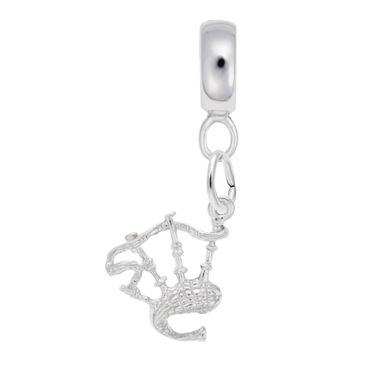 Bagpipes Charm Dangle Bead In Sterling Silver