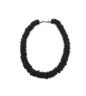 Black Piano Wire Spring Ring Necklace