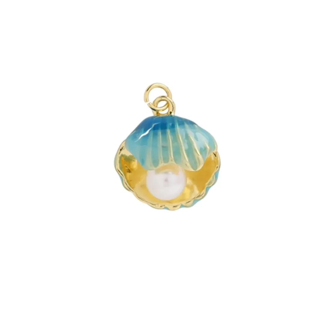 Blue Clam Seashell Charm For Charm Necklace & Bracelet