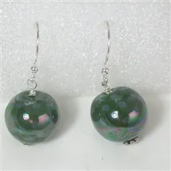 Bottle Green Big Kazuri Earrings