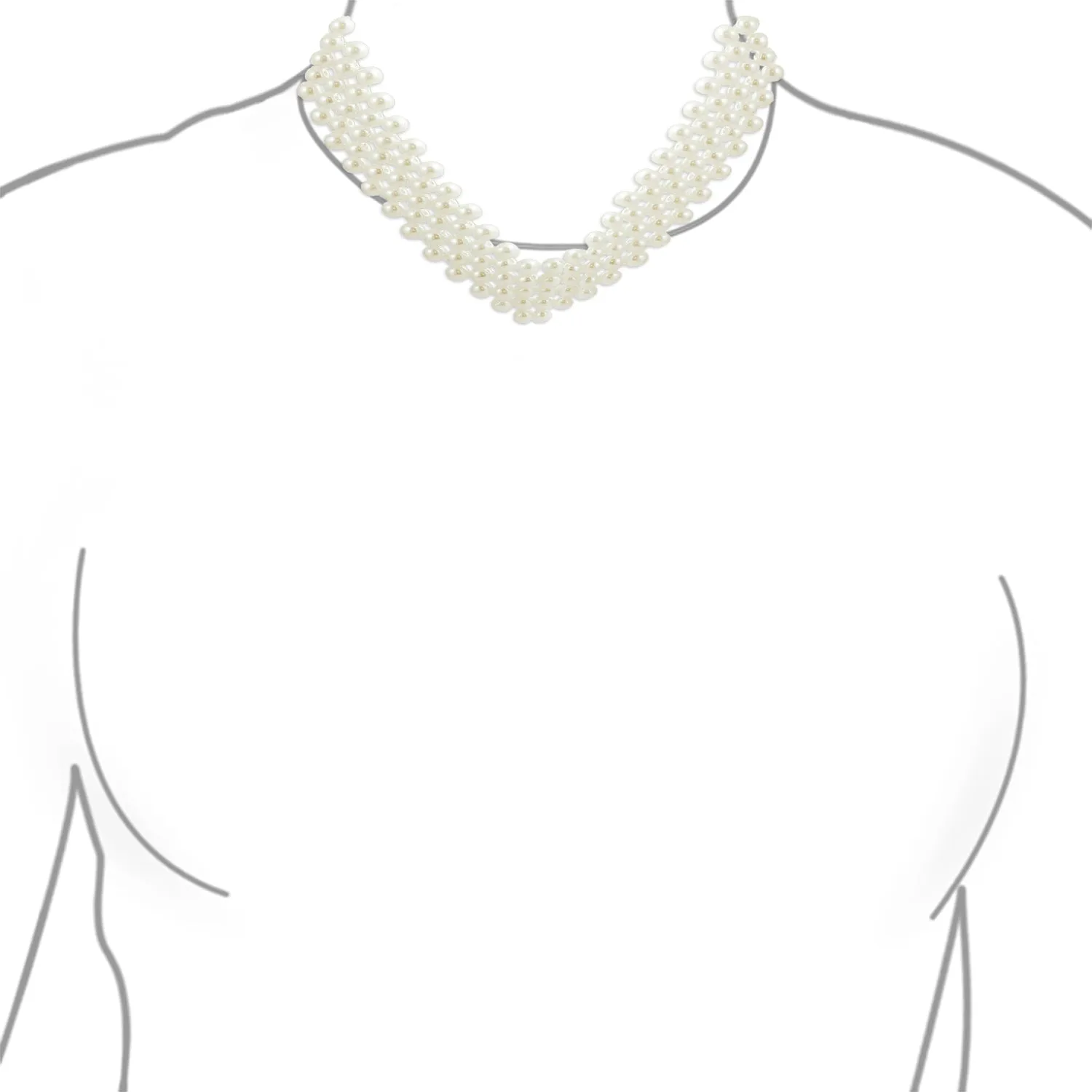 Bridal Statement White Simulated Pearl Collar Necklace for Weddings and Proms