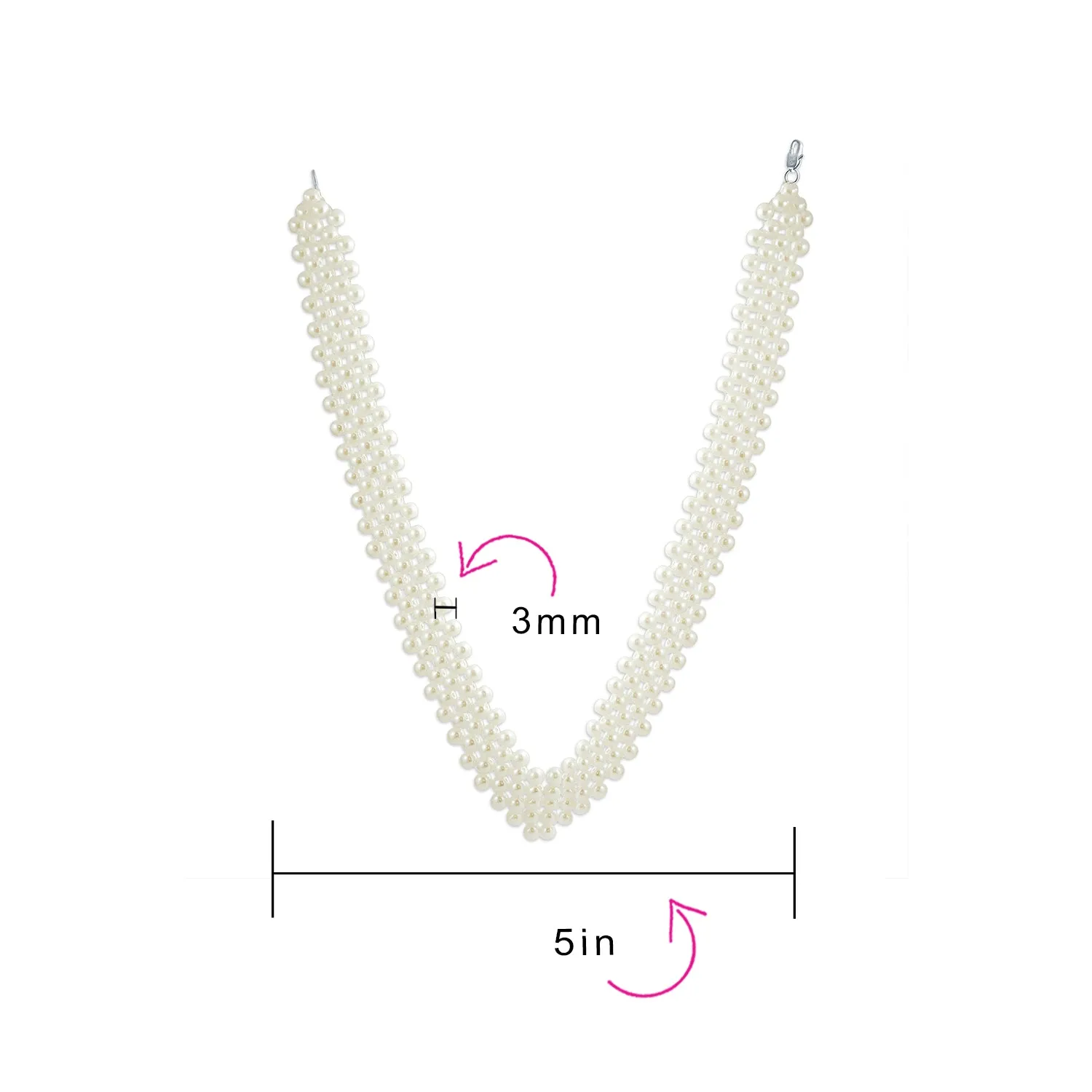 Bridal Statement White Simulated Pearl Collar Necklace for Weddings and Proms