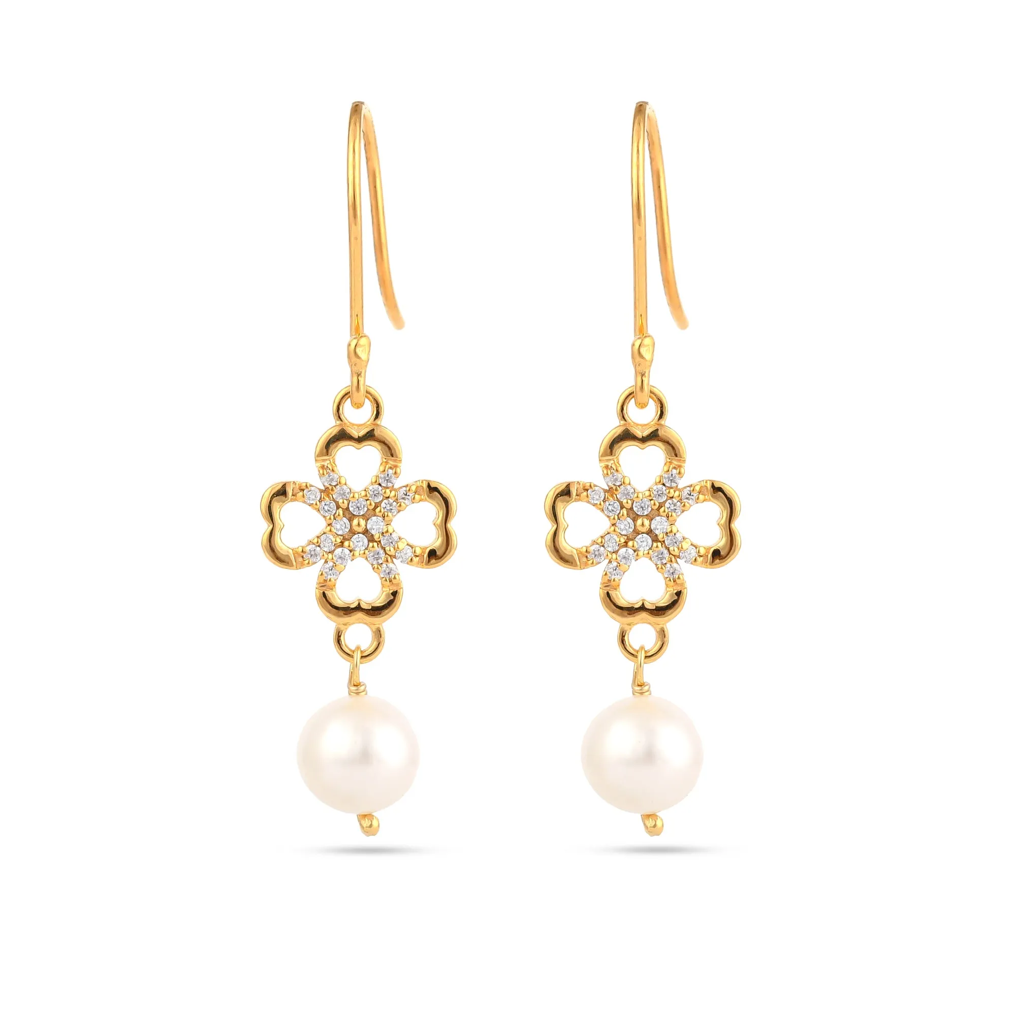 Charming Clove Flower Pearl Drop Silver Earring - From Purl