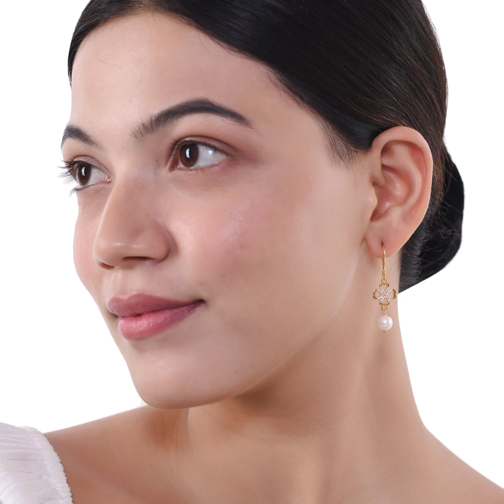 Charming Clove Flower Pearl Drop Silver Earring - From Purl